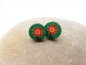 Preview: Sommerblume orange grün 3D Holz Scheiben Ohrstecker flower green